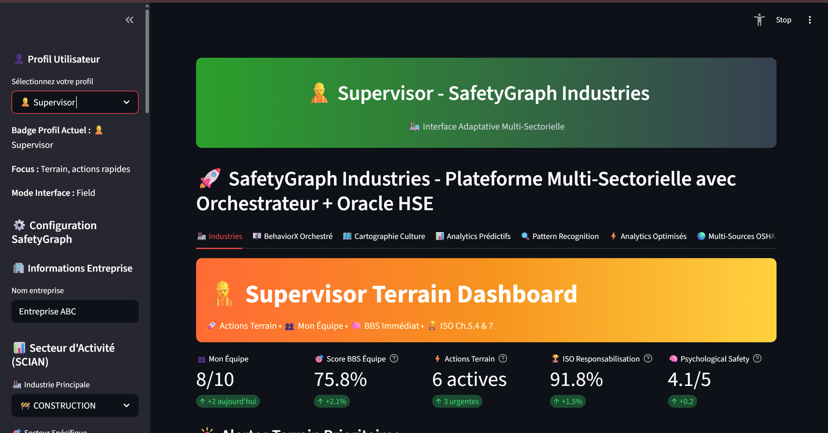 Supervisor Terrain Dashboard